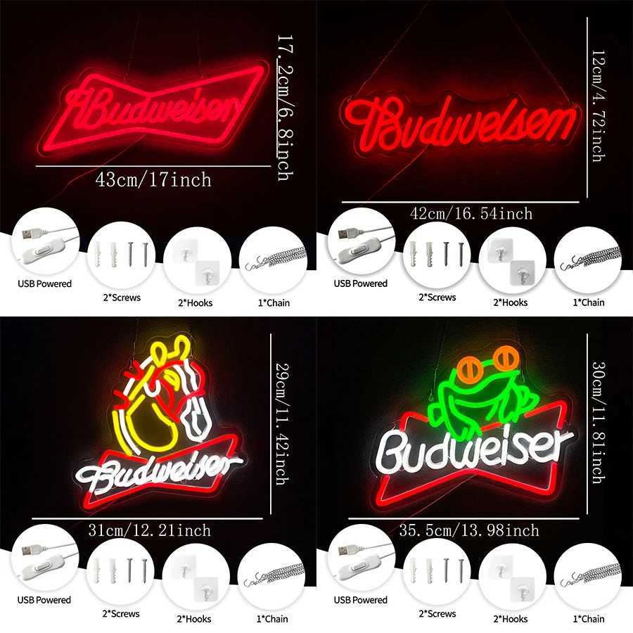 Budweiser Beer Led Neon Sign Letter Icon Business Used For Store Doors And Windows Restaurants Cold Drinks Shop Decor H251201
