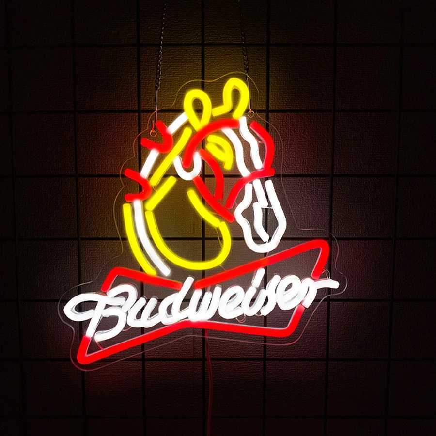 Budweiser Beer Led Neon Sign Letter Icon Business Used For Store Doors And Windows Restaurants Cold Drinks Shop Decor H251201