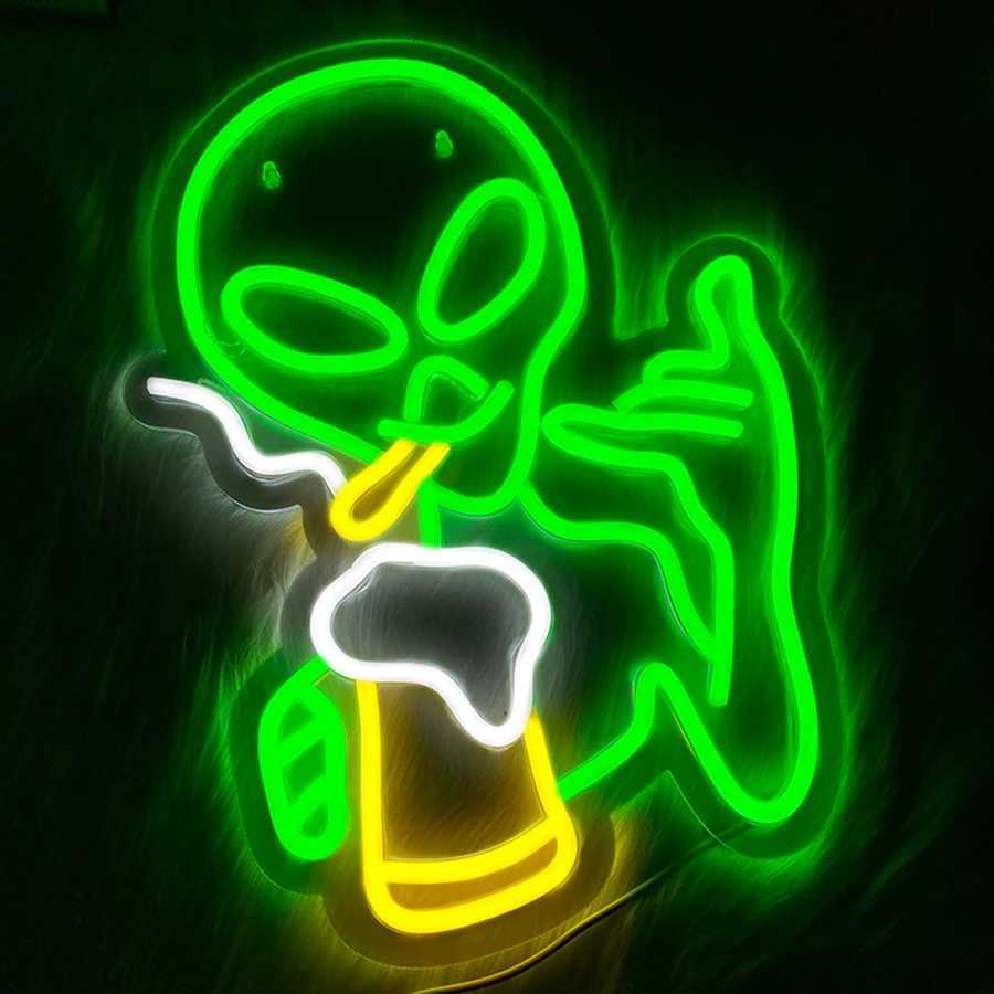 Alien Led Neon Sign Beer Icon In Hand Bar Wall Decor Usb Powered Supply Used For Bar Parties Clubs Man Cave Wall Lamps H251201