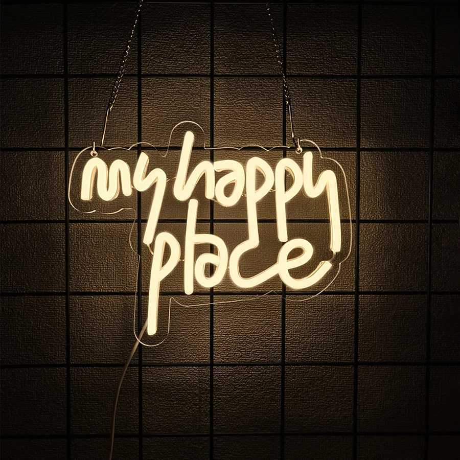 My Happy Place Series Neon Signs Led Letter Icons Usb Powered Used For Room Bar Club Game Room Party And Wedding Decor H251201