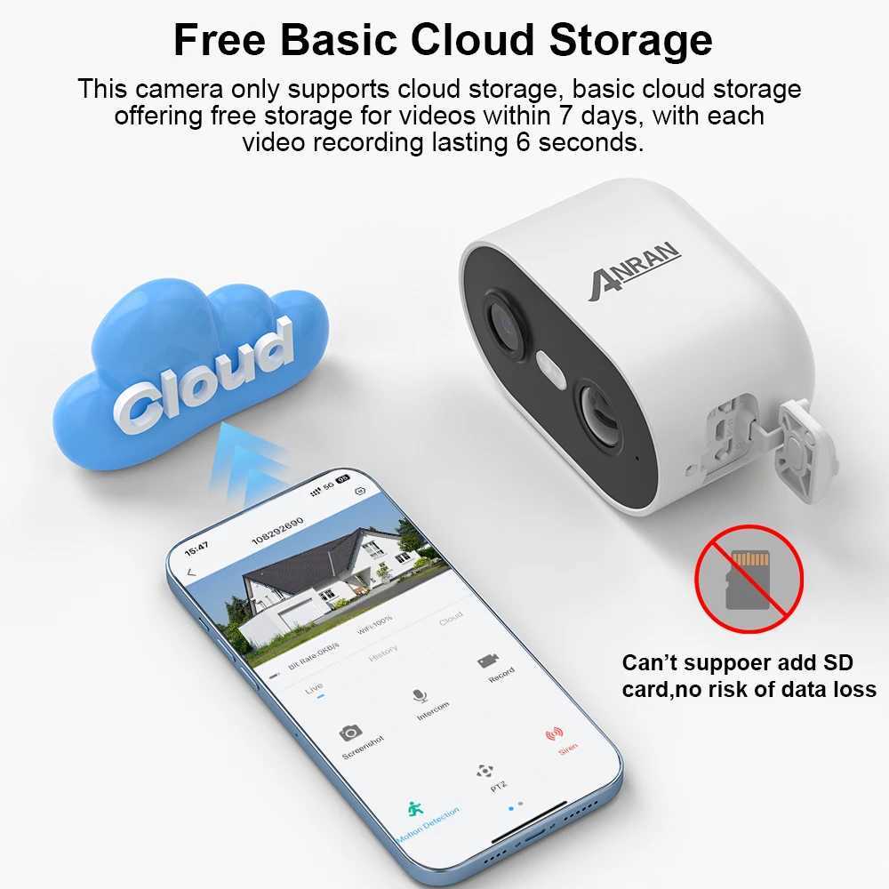 ANRAN 2/3/4PCS Battery Camera 2K 24G WiFi Camera He Protection Security Camera PIR Detection Basic Cloud Storage5200mAh C251202