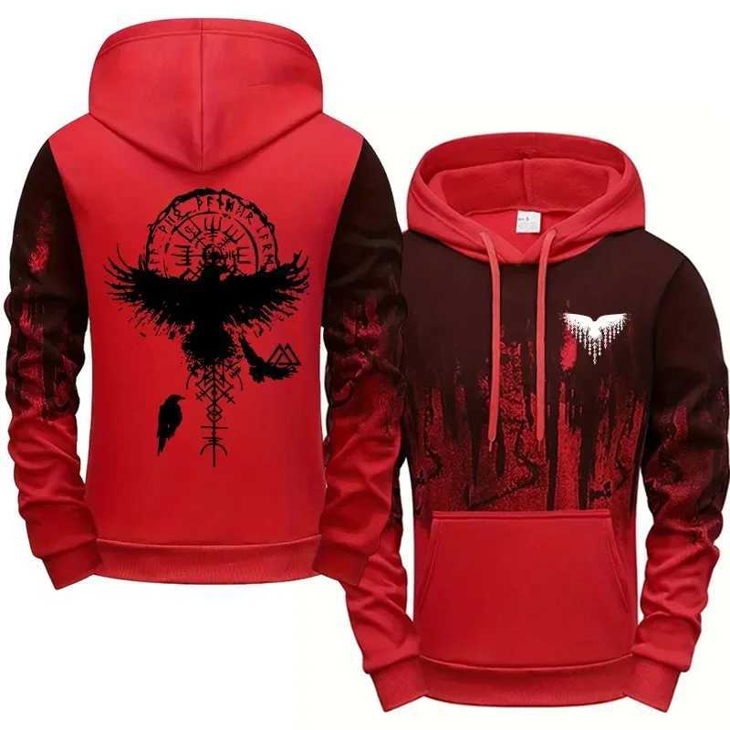 Autumn Winter Men Hoodie Viking Raven Print Sweatshirt Warm Comfortable Outdoor Fashion Top Quality Casual Outwear Male Clothing J251203