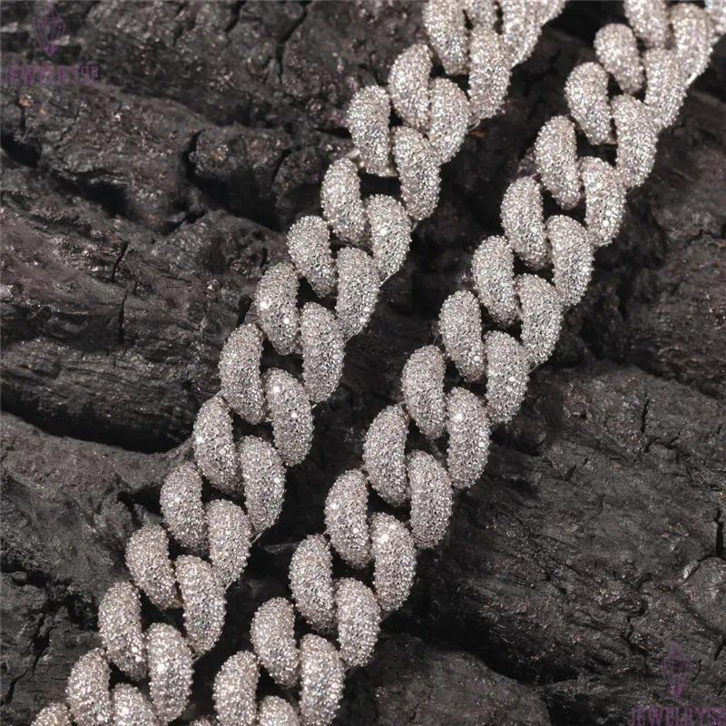 rap hip hop jewelry 14mm 3D cuban link chain gold necklace designer silver mens necklace bracelet woman Copper AAA Zirconia Diamond Iced Out Chains Ch