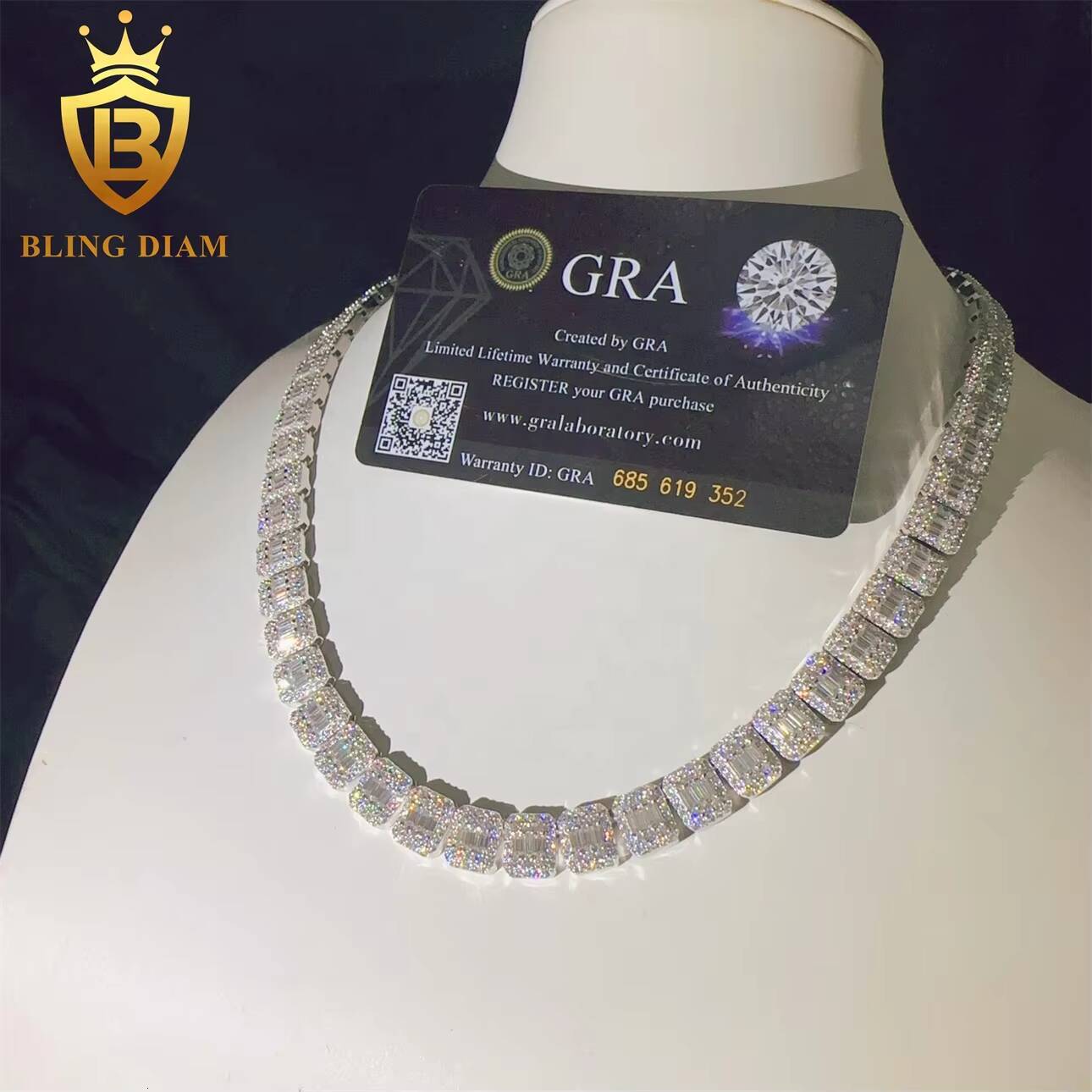 9mm Hip Hop Jewelry Iced Out Moissanite Diamond Sterling Silver 925 Cuban Link Chain Lab Grow Diamond Necklace