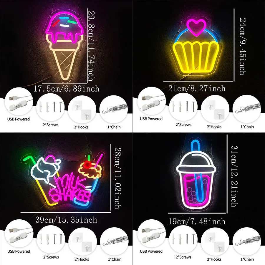Dessert Series Led Neon Signs Used For Wall Art Decor Bakery Coffee Shop Kitchen Ice Cream Shop Business Wall Lamp H251201