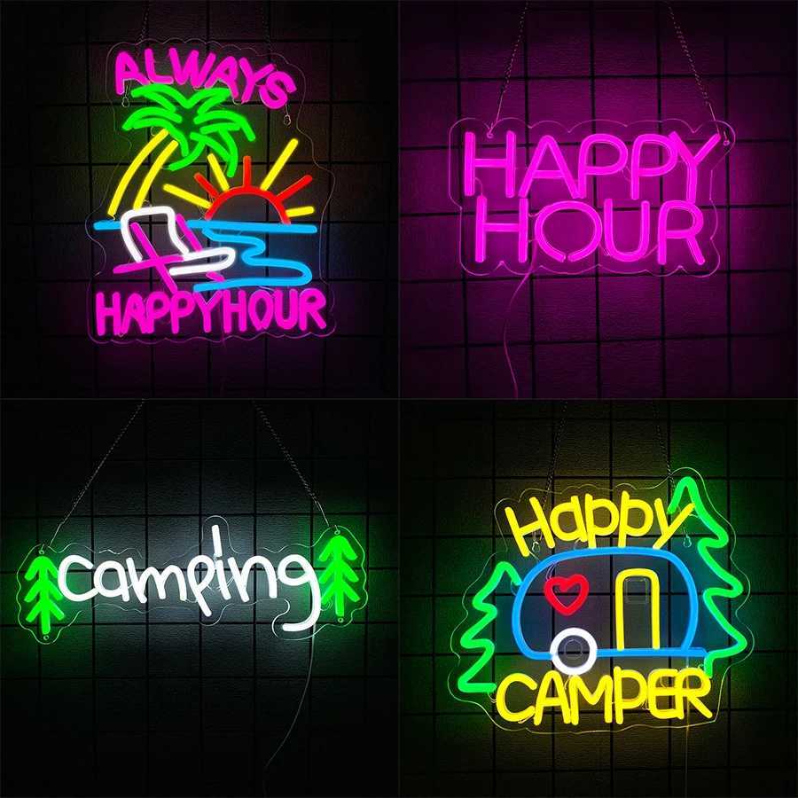 Neon Sign Of Camping Series Cartoon Icon Of Rv The Best Gift For Camping Hobby Car Used For Room Club And Party Art Decor H251201