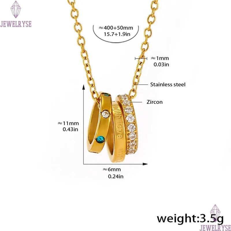 long with love circle necklace designer for woman stainless steel 18k gold chain CZ pendant silver necklaces daily outfit fashion jewelry birthday fri