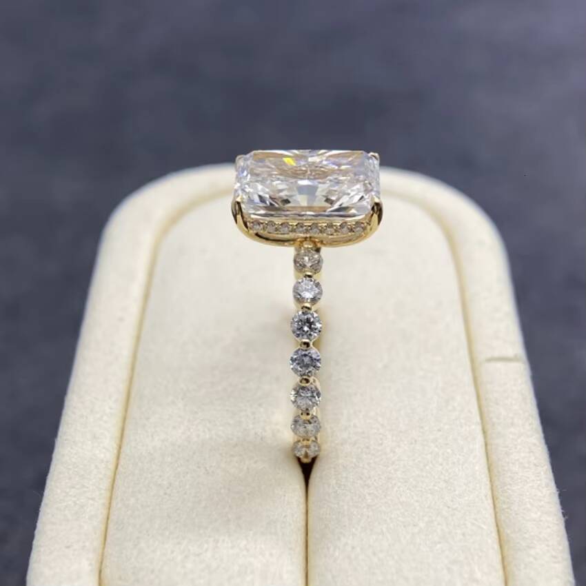 1ct 2ct Radiant Cut Hidden Halo Ring IGI Lab-grown Diamonds 14K 18K Gold Prong Setting Rings with Lab CVD Radiant Shape Diamond