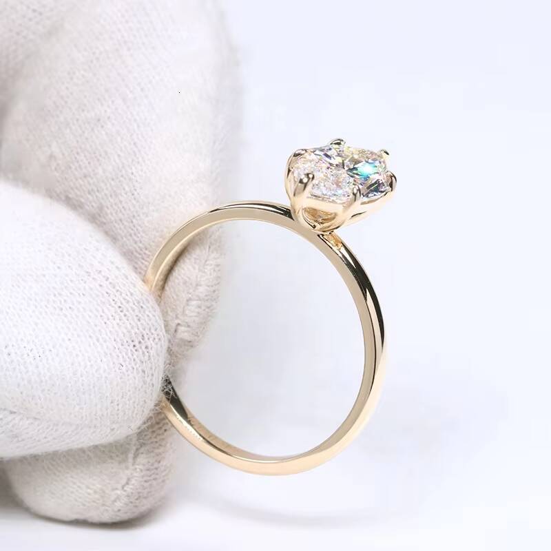 IGI Certified CVD Lab Grown Engagement 14K Yellow Rose Gold D VVS2 Two Carats Marquise Cut Diamond Ring