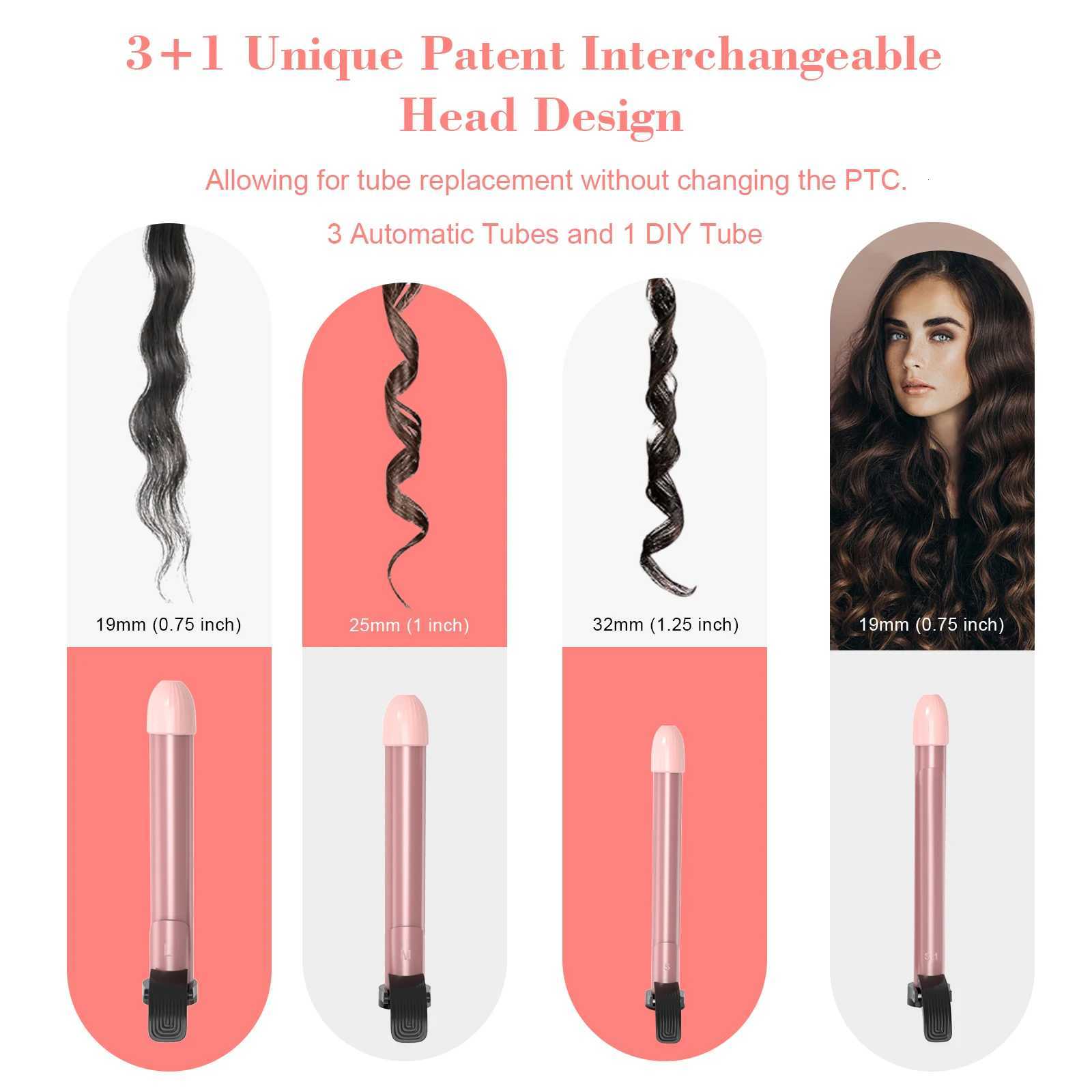 Hair Curler Ceramic Curling Iron Wand Set With Interchangeable Ceramic Barrel Hair Clip Heat Protective Glove Hair Styler C251202