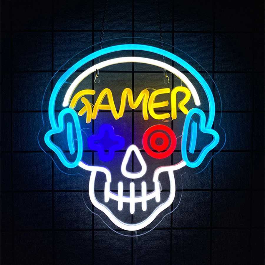 Game Series Neon Lights Skull Personality Icons Game Player Wall Decor Room Club Bar Wall Lights The Best Gift For Friends H251201