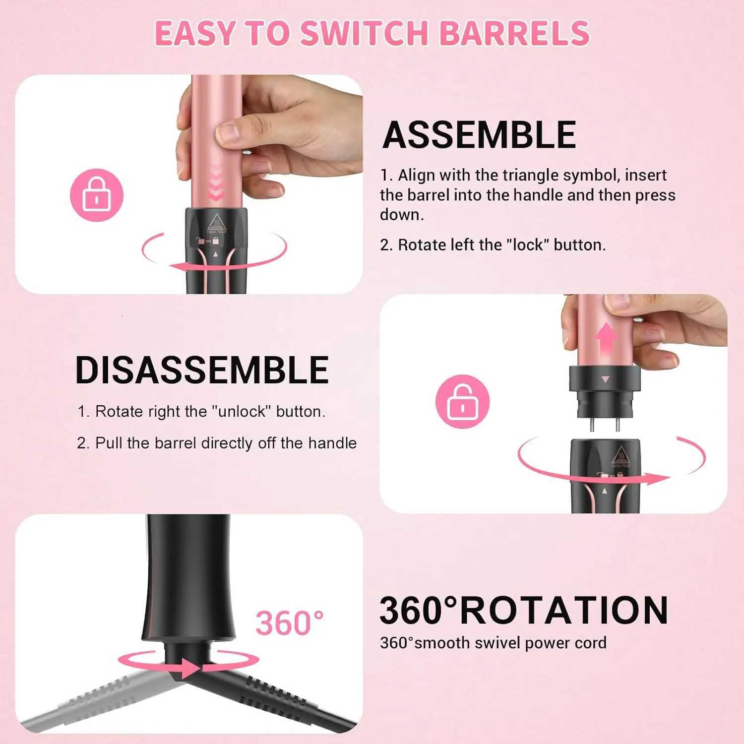 5 in 1 Curling Iron Set Hair Curlers with Interchangeable Ceramic Barrels 076-125 Hair Crimper Wand Curling Iron Wave C251202