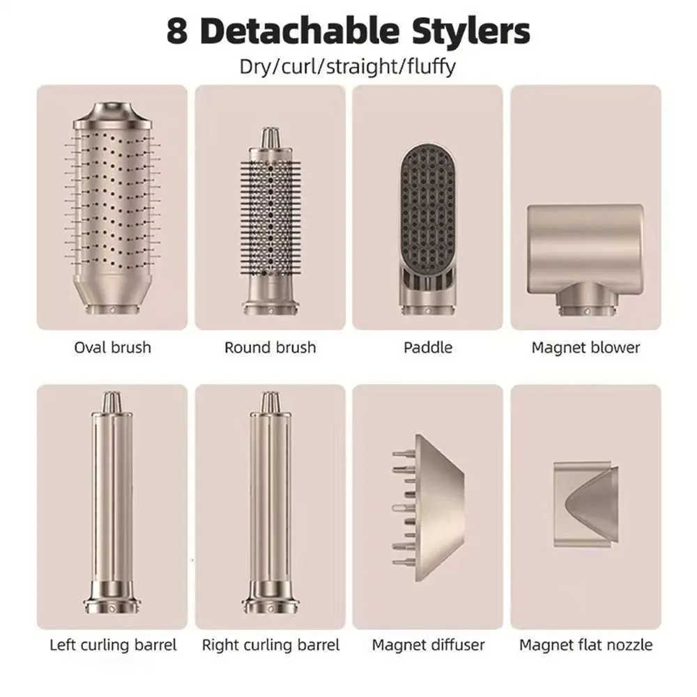 8 In 1 Hair Dryer Set New Fashion Auto Hair Curler Straightening Iron Hot Air Brush Fast Heat Hot Comb Womens Hair Beauty W251017