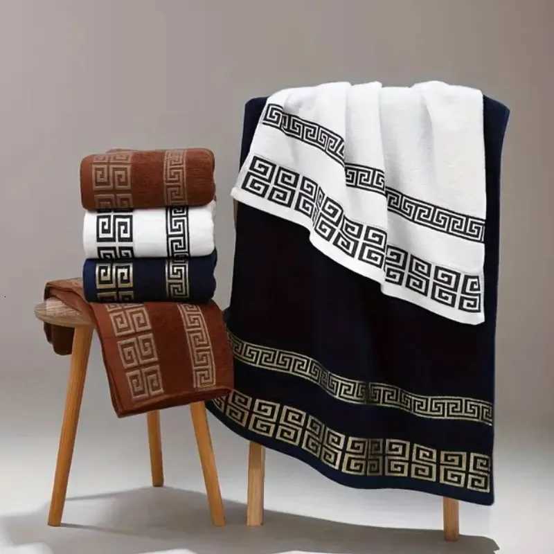 Bath Towels Cotton 140x70cm Large Bathroom Thick Shower Towel Cover Embroidered Gift Sport Blue White Brown Black Green Grey Y251202