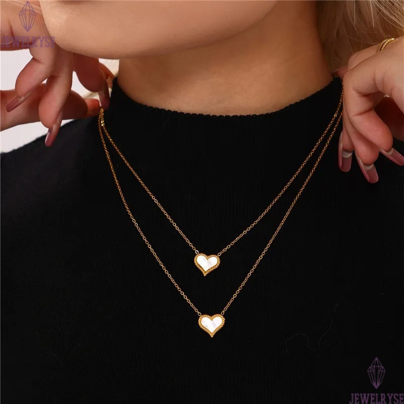 new autumn and winter heart designer necklace for woman stainless steel natural fritillary pendant gold necklaces choker daily outfit jewelry birthday