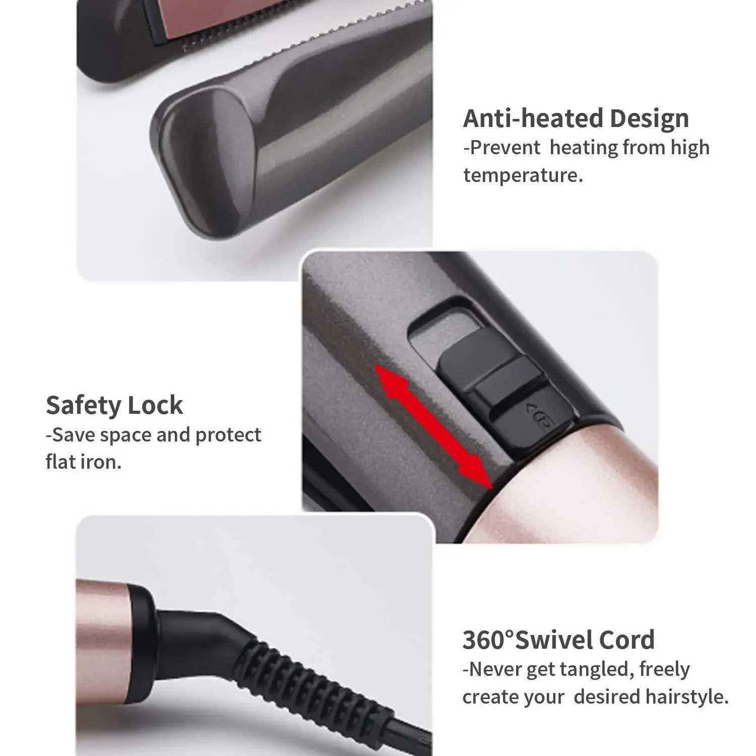 2 in 1 Hair Straightener And Curling Iron 1 Inch Dual Voltage Twist Straightening Curling Iron Fast Heating Wavy Curling Iron C251202