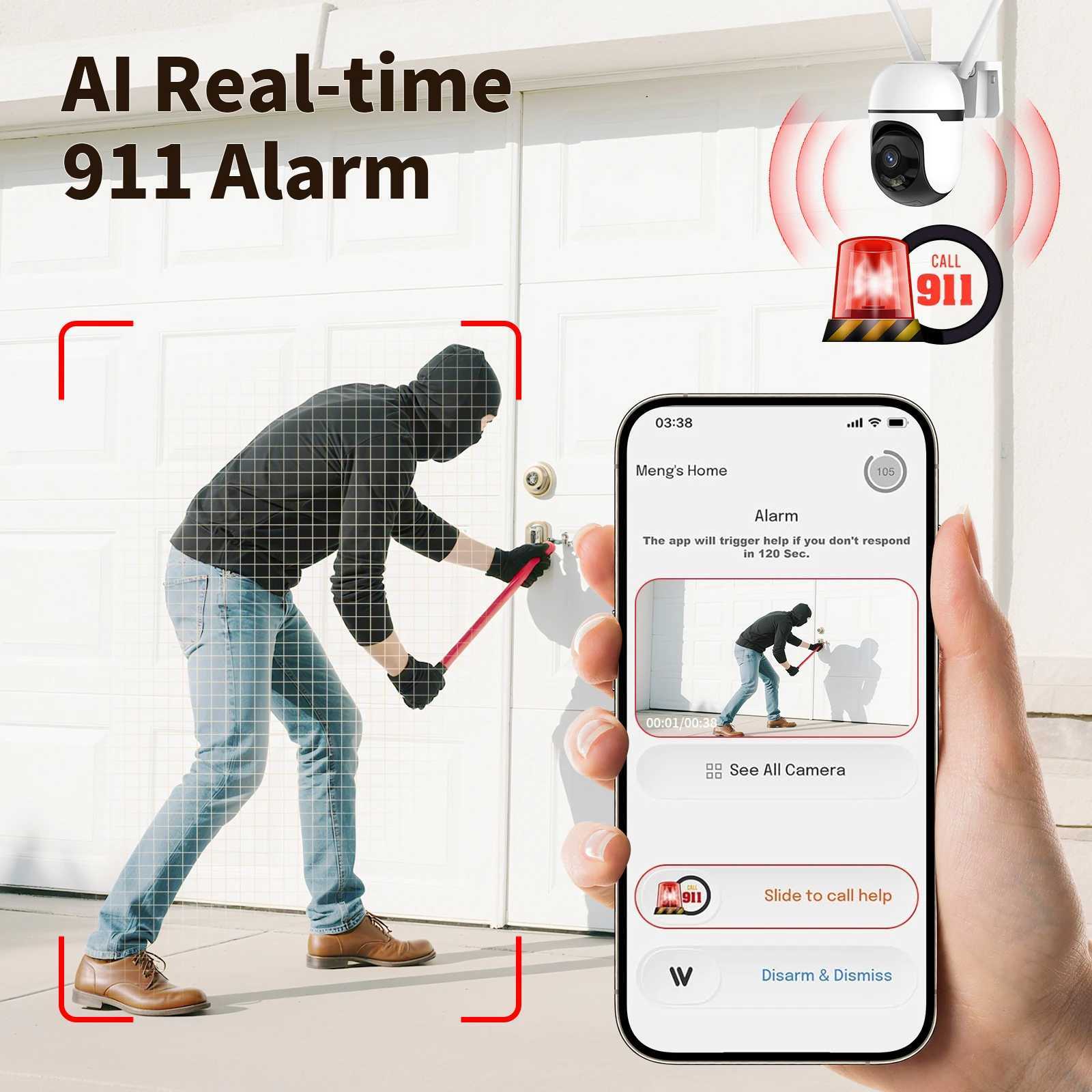 2MP PTZ WiFi Camera Outdoor Wireless Security De Camera Motion Detection 2-Way Au Surveillance CCTV Camera for Baby C251202