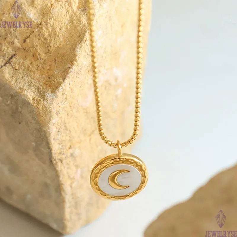 fashion stainless steel 18k gold moon circle designer necklace for woman party pendant luxury necklaces school silver chain choker jewelry birthday fr