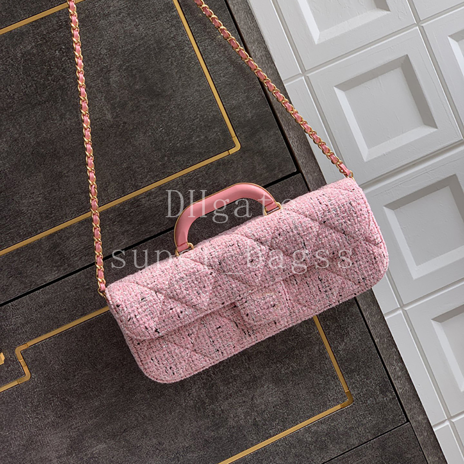 Patent evening bag Mirror quality Flap handbag Luxury designer bag 29CM chain bag Cotton Fabric Calfskin genuine leather Shoulder Bag with box C775-2B