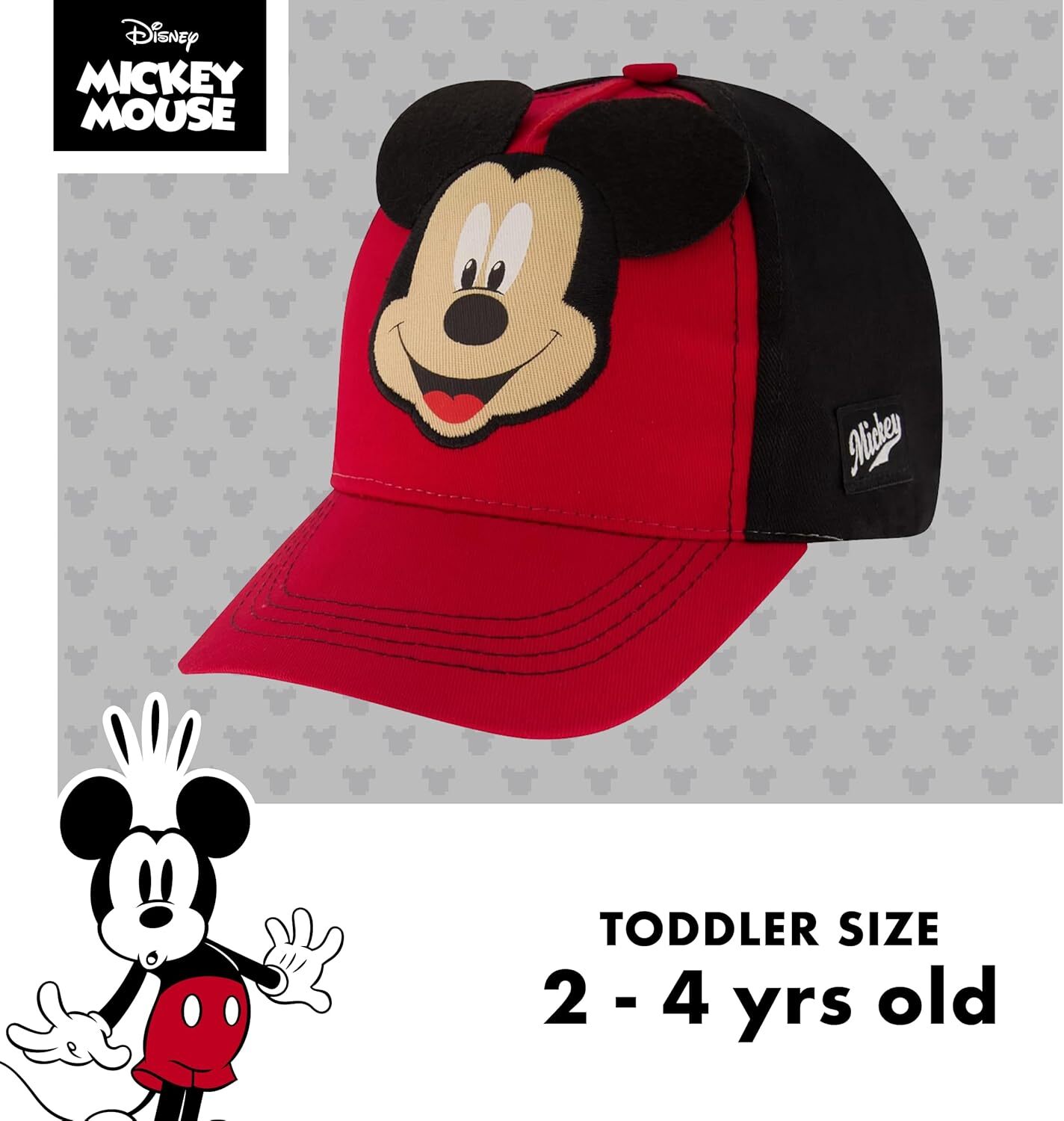 Disney custom Mickey Mouse Baseball Cap, Mickey Mouse Adjustable Toddler 2-4 Or Boy Hats for Kids Ages 4-7