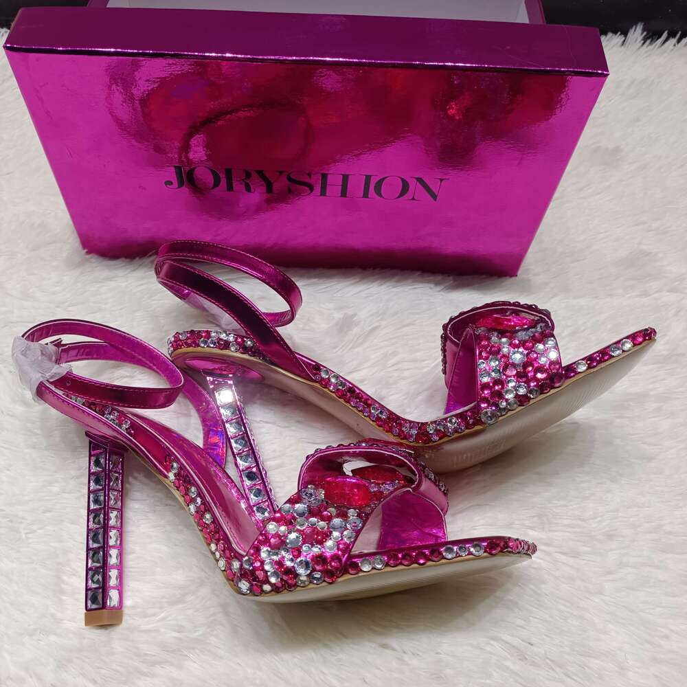 Women 2025 Sparkling Rhinestone Sandals Ultra High Stiletto Heels With Ankle Strap, Square Toe Multi Color Shimmering Design All Season Party, Shoppin