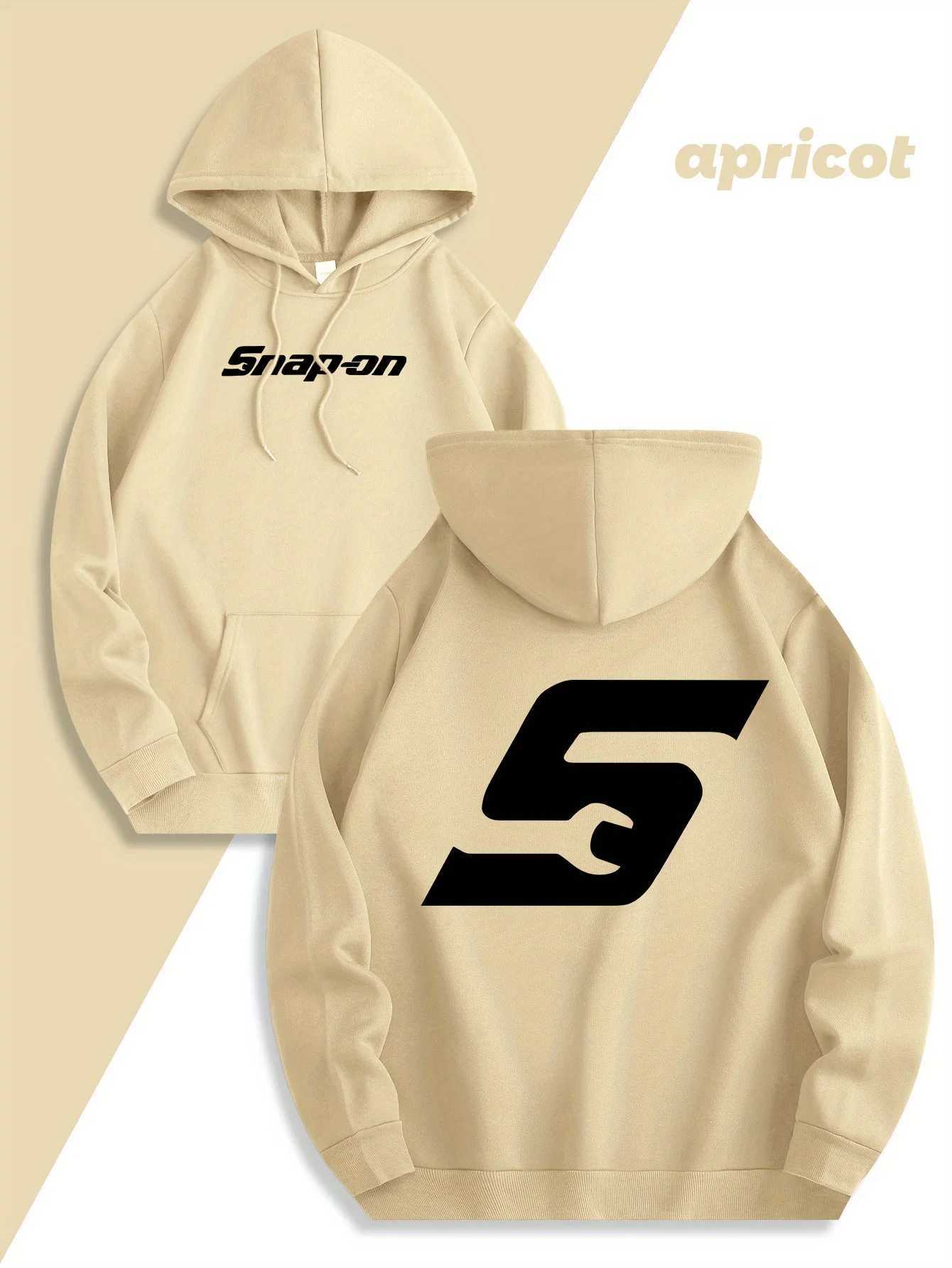 Red Snapon Hooded Sweatshirt Casual Long Sleeve Pullover100 Polyester Knit Fabric All-Season Warm Hoodie with Drawstring J251203