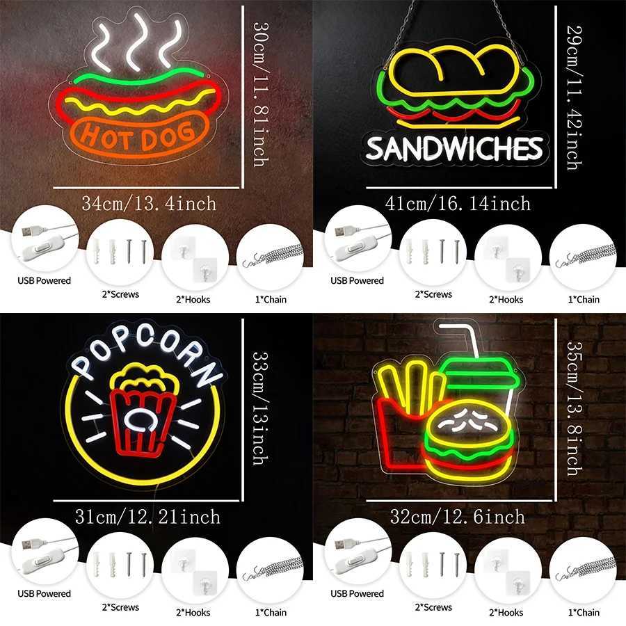Fast Food Series Neon Sign Food Icon Business Wall Lamp Used For Fast Food Restaurants Kitchen Art Decor H251201