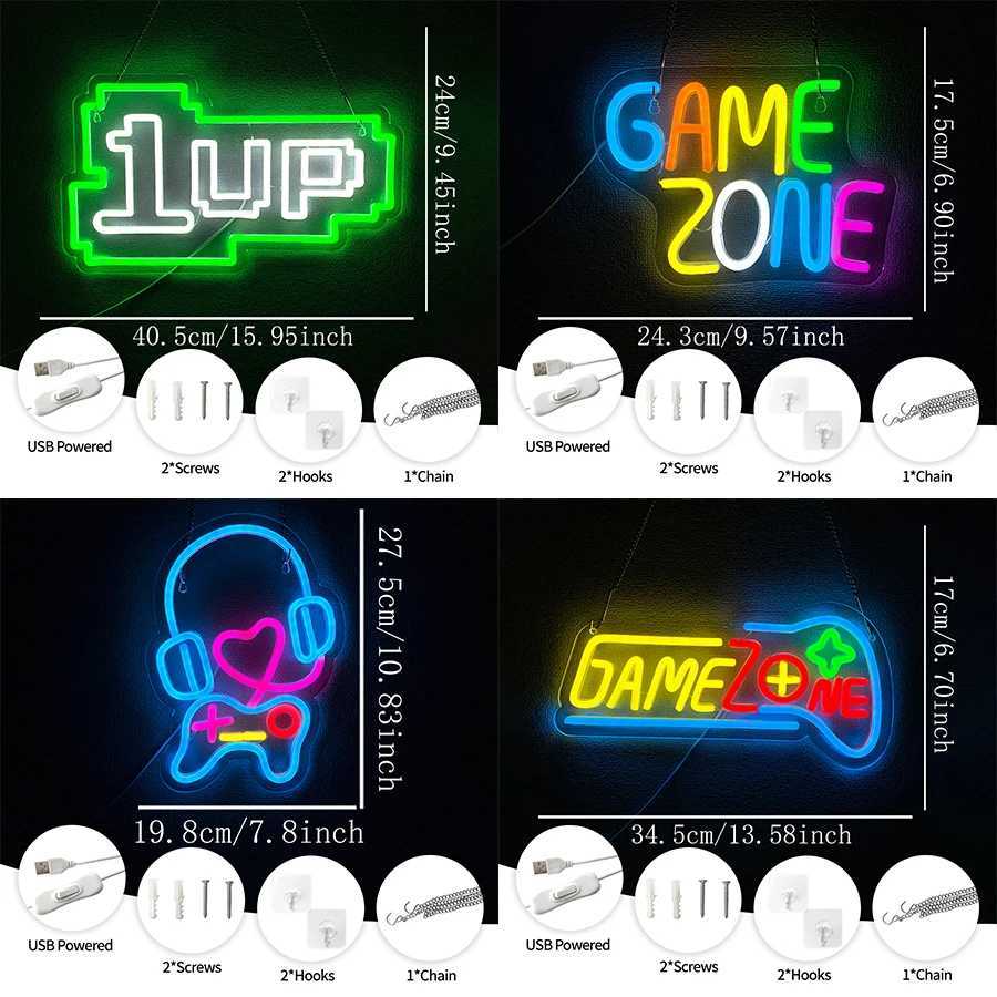 Game Series Neon Signs Led Color Letter Icons Usb Powered Used For Room Club Bar Game Room Office Man Cave Art Decor H251201