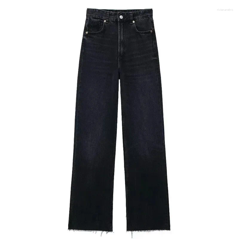Women's Jeans Denim Pants For Women High Waist Wide Leg Fashionable Versatile Classic With Worn Decoration Origin China Z260313