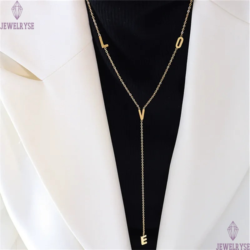 new autumn and winter sweater chain designer necklace for woman stainless steel love pendant long silver rose gold necklaces daily outfit jewelry birt