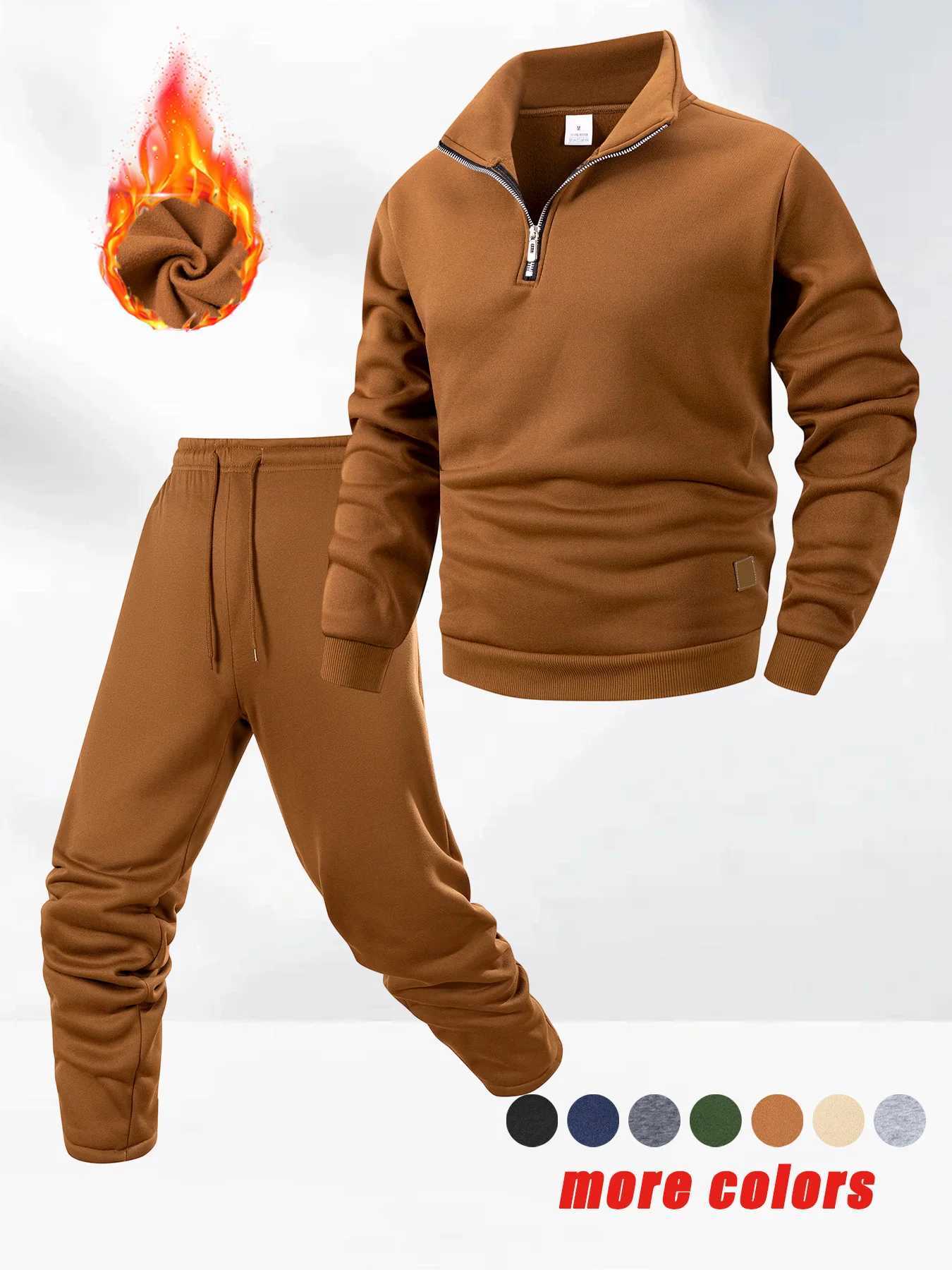 Mens TracksuitsSweatpants Two Pieces Suits 2025 Zipper Stand Collar Sweatshirt Daily Casual Fitness Jogging Sports Pants Sets W251202