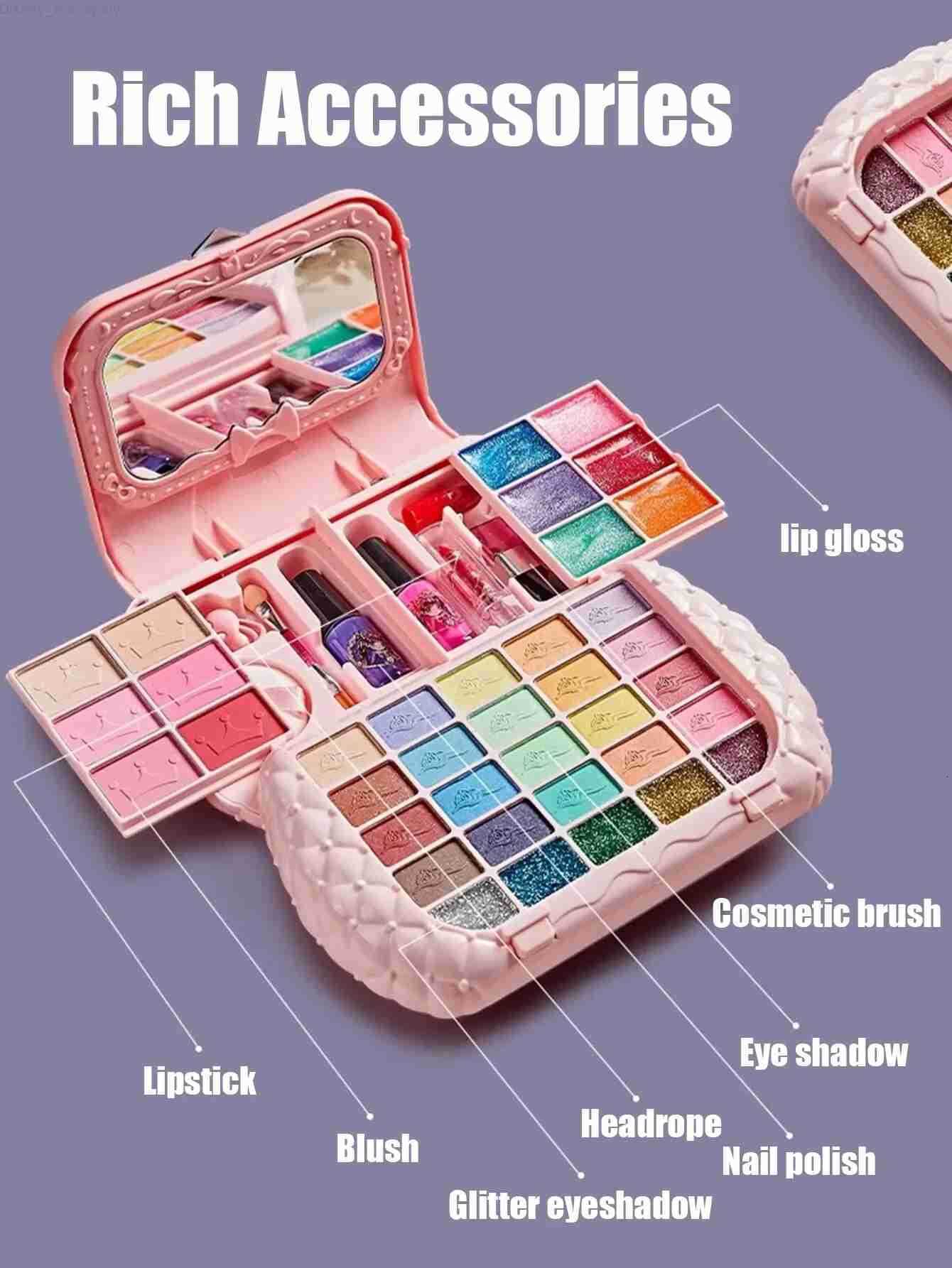 Disney Kids Beauty Toys Makeup Kit Little Bag Washable Pretend Play Cosmetic Set Toys with Mirror Non-Toxic Safe Birthday Gifts Girl H251202
