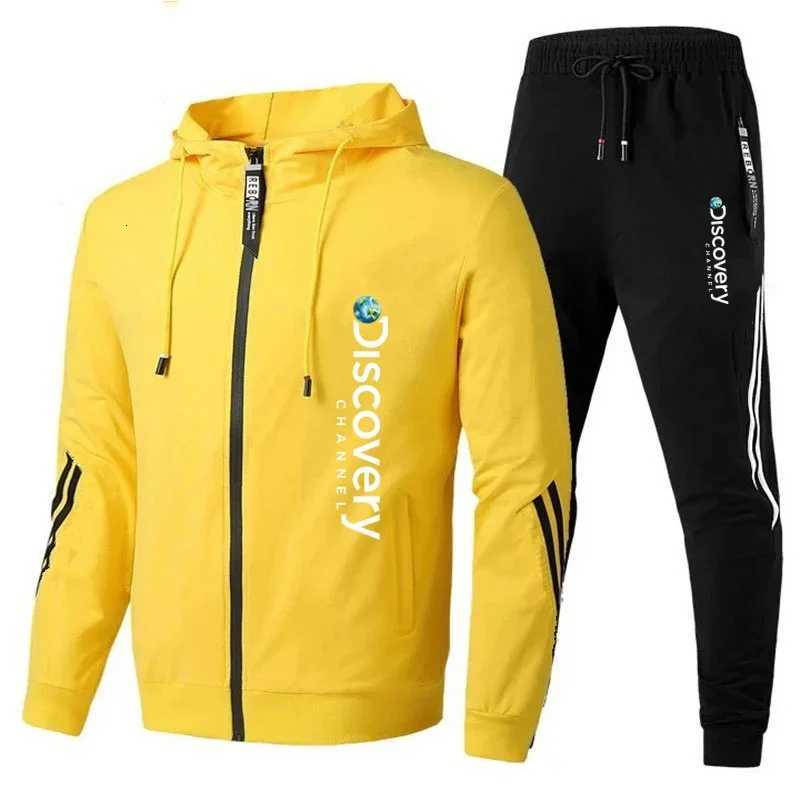 Spring and autumn new mens brand clothing gym sportswear 2 sets zipper jacket leisure sports jogging pants 2 sets W251202