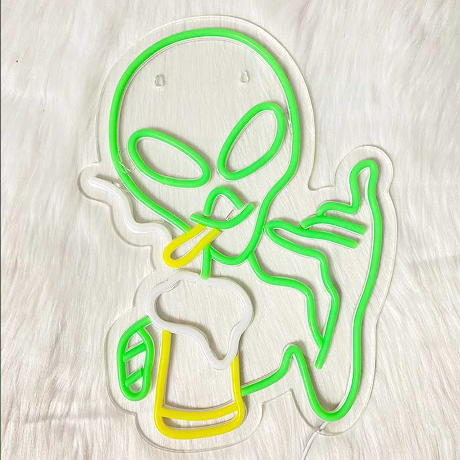 Alien Led Neon Sign Beer Icon In Hand Bar Wall Decor Usb Powered Supply Used For Bar Parties Clubs Man Cave Wall Lamps H251201