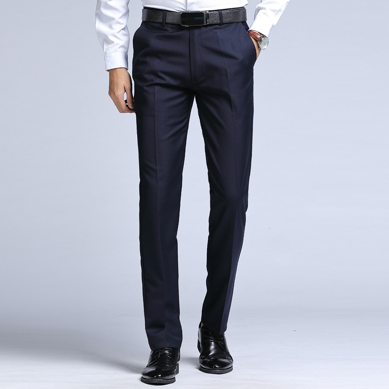 New Men's Dress Suit Pants Elastic Straight Formal Business Office Club Party Trousers for Men Solid Slim Casual Pants Oversize