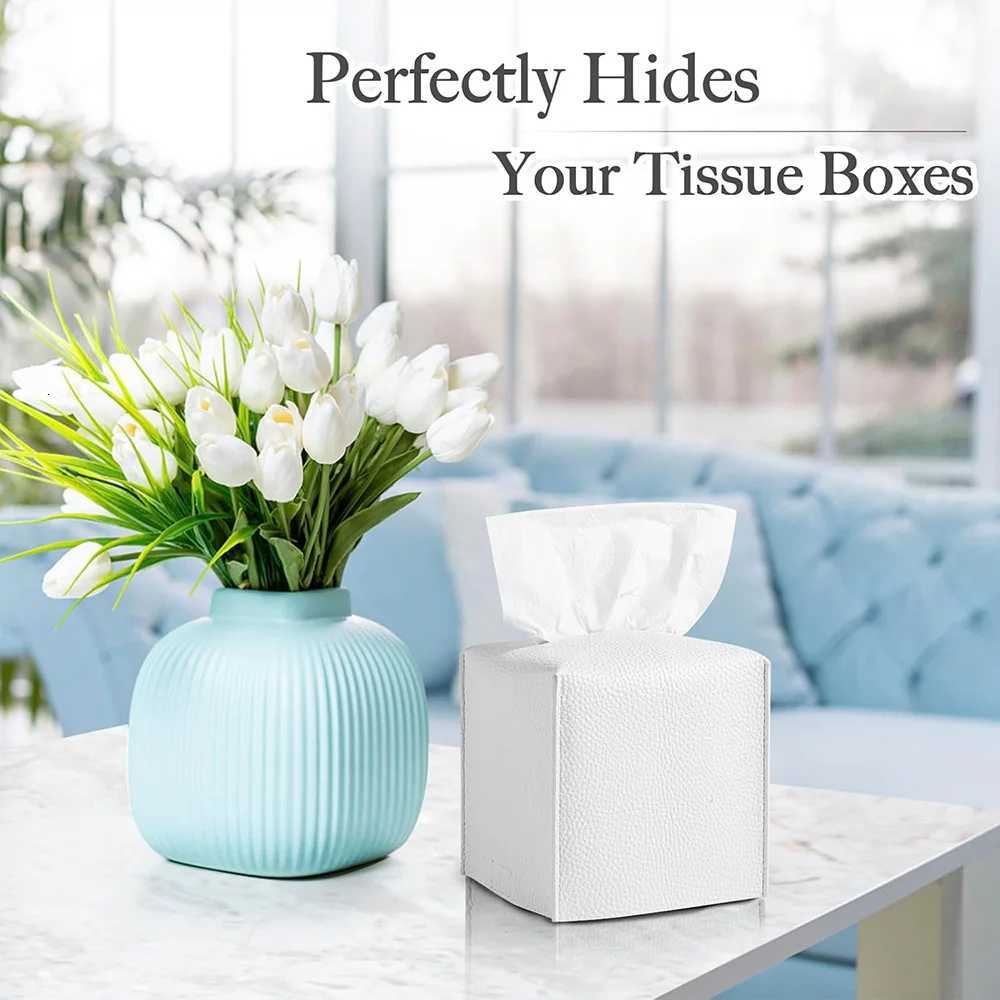 Modern PU Leather Square Tissue Box Cover Holder-Decorative Holder/Organizer for Bathro Vanity Countertop Night StandsOff H251201