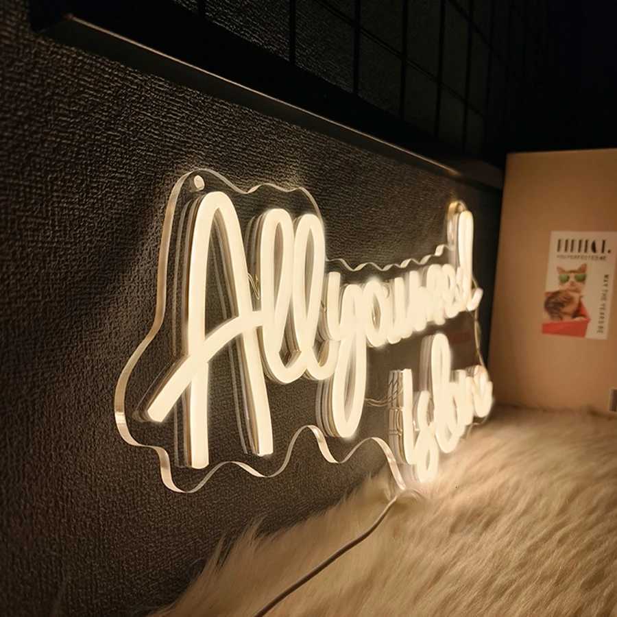 All You Need Is Love Neon Sign Warm White Led Letter Icon Usb Powered Used For Room Proposal Party Wedding Background Decor H251201