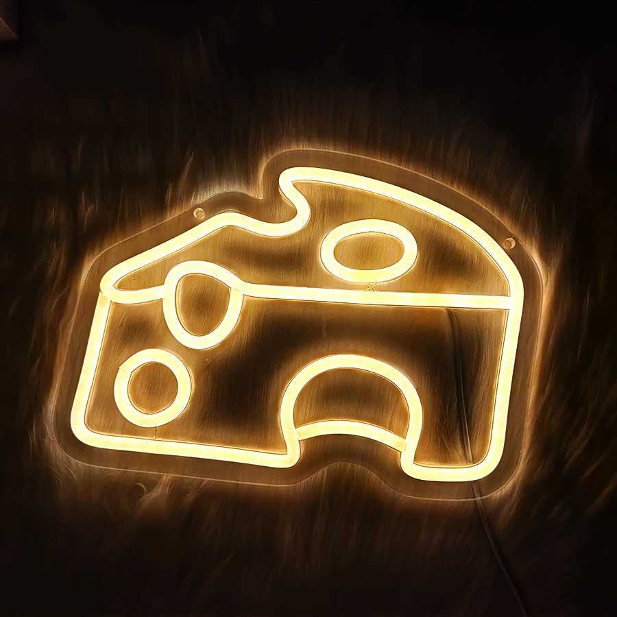 Neon Food Signs And Cheese-Shaped Icons Powered By Usb Are Used For Artistic Decor Of Fast Food Restaurants And Dessert Shops H251201