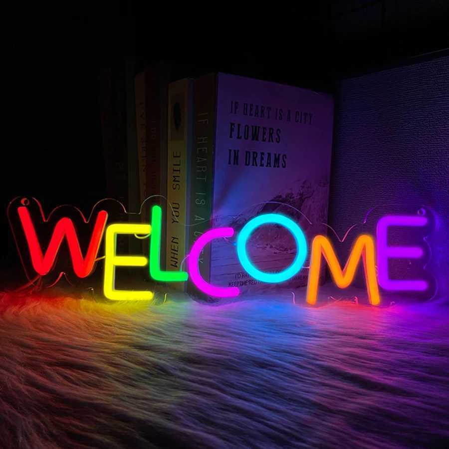Welcome Neon Sign Commercial Wall Lamp Usb Powered Very Suitable For Restaurants Salons Bars Coffee Shops Shops Decor H251201