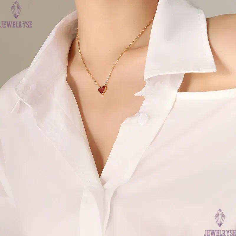 stainless steel red heart designer necklace for woman party home 18k gold pendant luxury necklaces school silver choker jewelry travel birthday friend