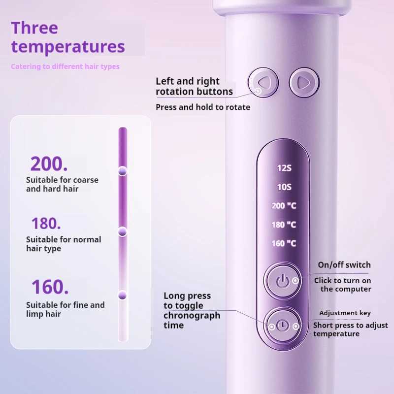 Autatic Curling Iron 4 in 1 Hair Styler 32MM Curling Wand with Negative Ion Auto Rotating Hair Curler for Waves Straightening C251202