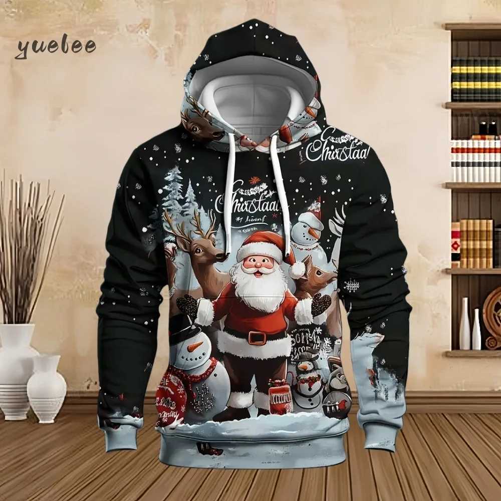 Mens Christmas Beer Hooded Sweater Christmas Party Long Sleeve with Drawstring Hoodies Comfortable Oversize Sweatshirt for Men J251203