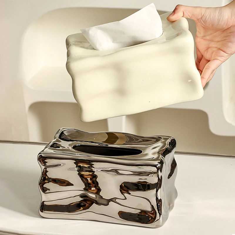 EpeiusHe Ceramic Paper Box Household Tissue Box Storage Box Dining Table Coffee Table He Decoration Nordic Ins H251201