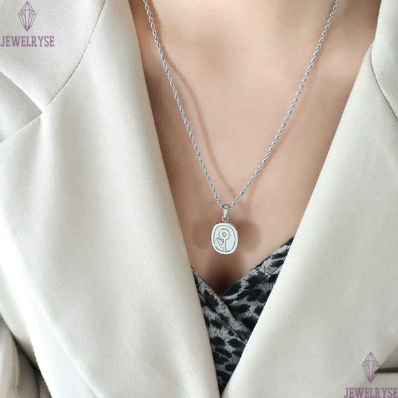 trendy stainless steel designer necklace for woman party home 18k gold chain flower pendant luxury necklaces school silver choker jewelry birthday fri