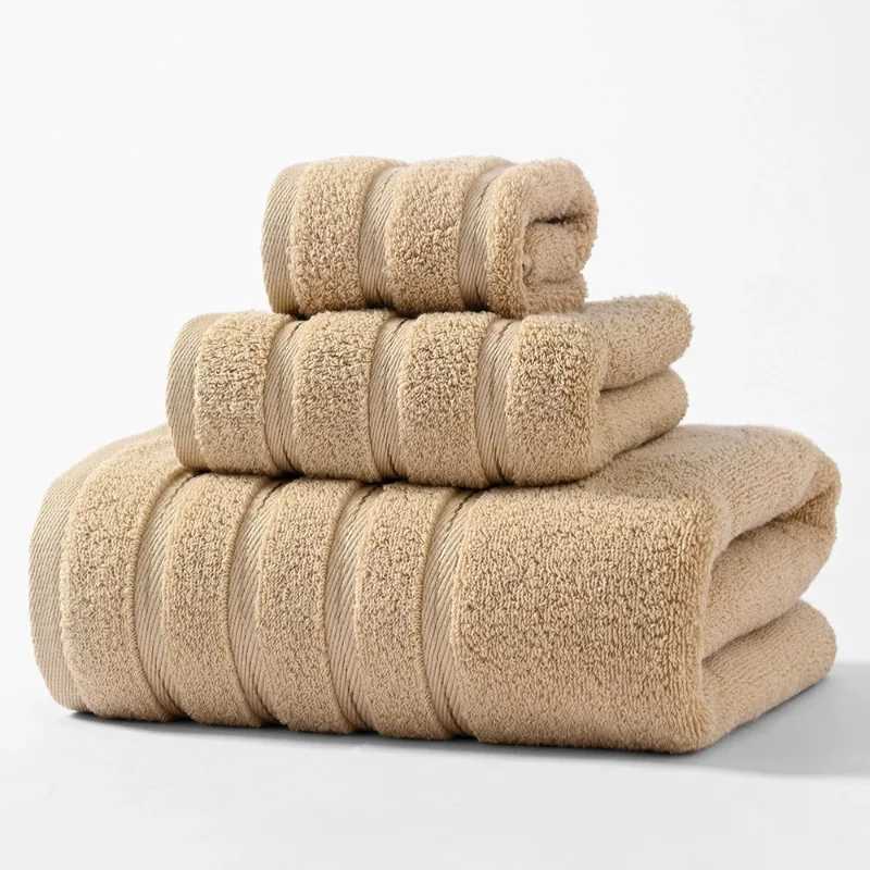 High Quty 100Cotton Towel Set BundleSolid Dark Green HandFaceBath TowelSoft Absorbent Washcloth For Hotel Home Gift 3pcs Y251202