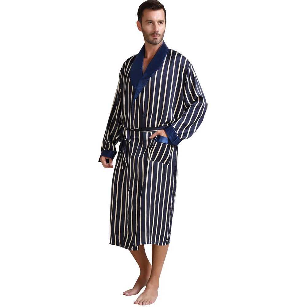 Mens Silk Satin Pajamas Pajama Pyjamas Sleepwear Robe Robes Nightgown Loungewear USS M L XL 2XL 3XL Plus Striped Gifts C251202