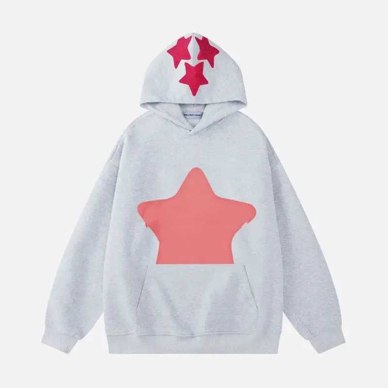 Vintage Embroidery Star Oversized Hoodie Y2K Celestial Star Streetwear Unisex Oversized Fleece Menswear Baggy Sweatshirts J251203