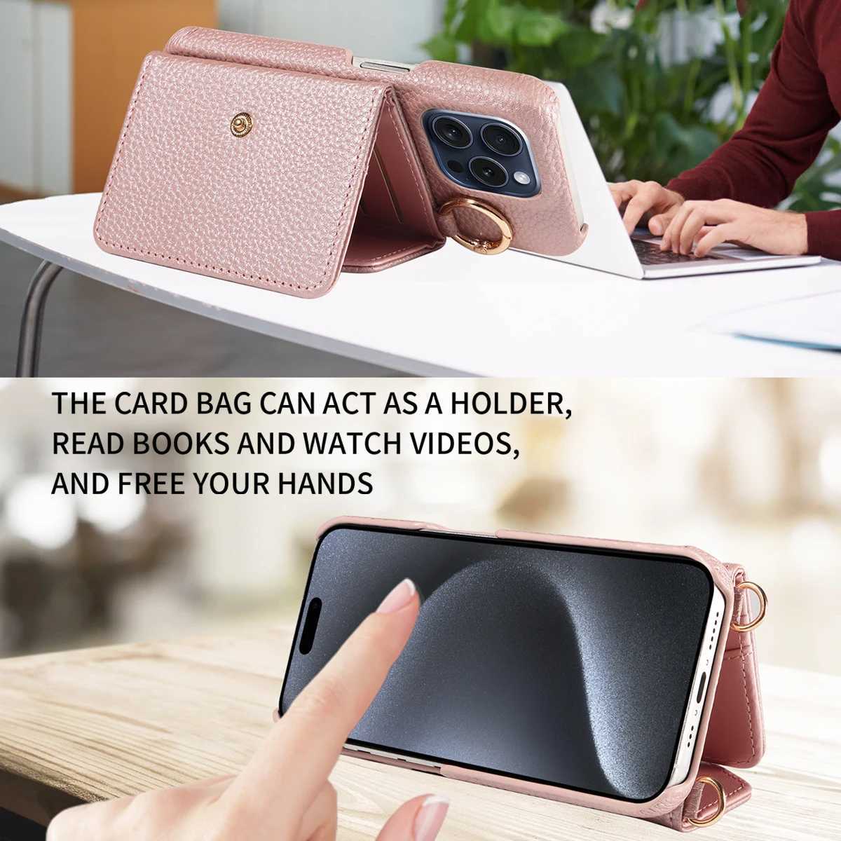 Leather Phone Case for GalaxyA52 A52S A53 A54 A72 A73 A91 M01core M13 Anti-Drop with Long Lanyard and Mirror Phone Cover J251202