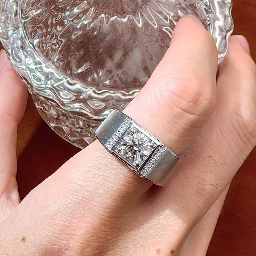 Lab Grown Diamond Ring for Men 18K Gold Engagement Ring With Lab Grown Diamond