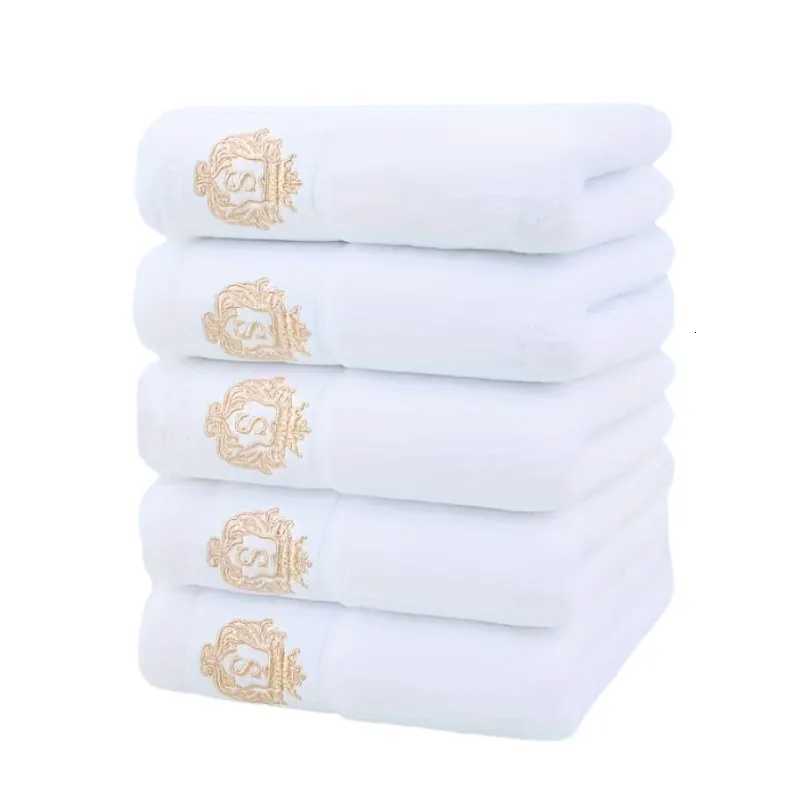 1/5/10pcs White Cotton Towel Set Embroidered Gift Towels Set Highly Absorbent Towels Cover For Bathrooms Gyms Hotels And Spas Y251202